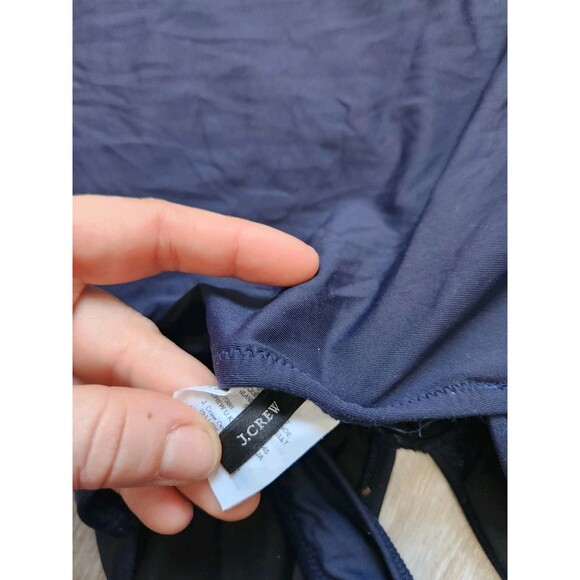 J. Crew Ruched V Neck One Piece Swimsuit Lined Stretch Navy Blue Sz 2 - Picture 6 of 10